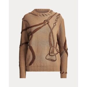 NWT Ralph Lauren Collection Bridle Crewneck Wool Jumper Purple Label Size Large